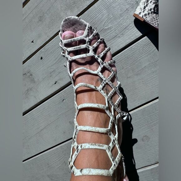 Schutz Wedge python Snakeskin Cobra Sandals 10 - Picture 4 of 7